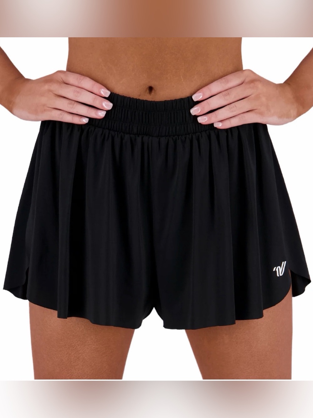 Varsity Black Athletic Flutter Shorts
